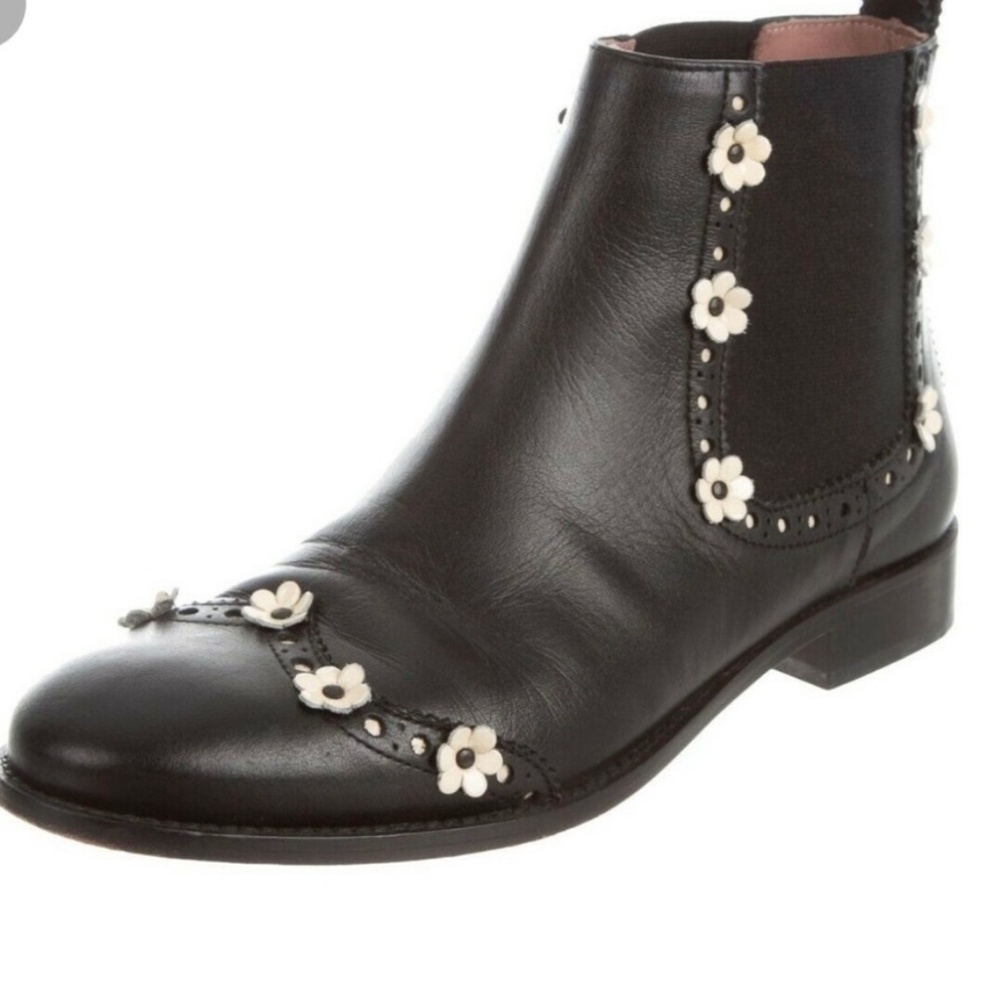 WORN ONCE RED Valentino Black Leather Daisy Ankle Chelsea Boots